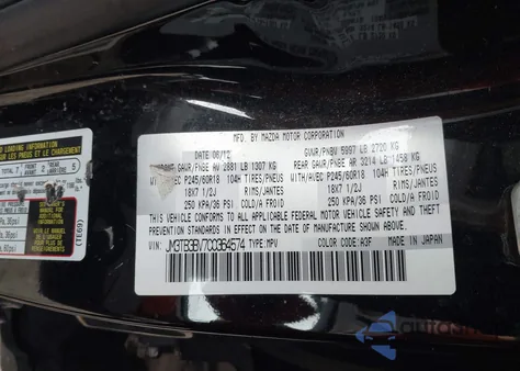 2012 Mazda Cx-9 Sport из США, поврежденный, VIN JM3TB3BV7C0364574